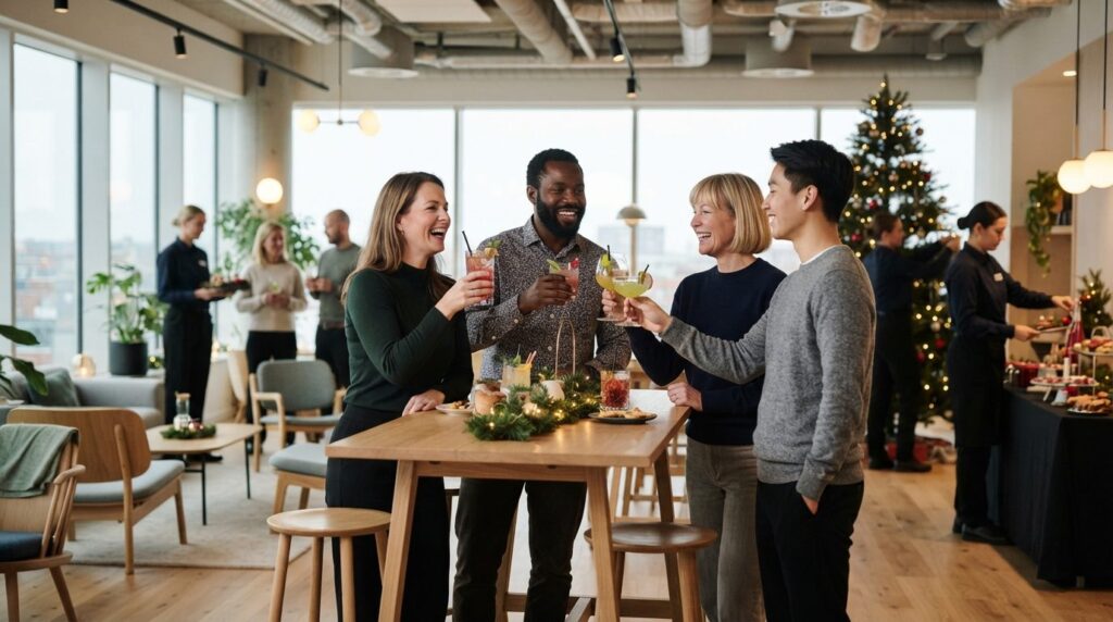 Professional stockfoto, 16:9 ratio: Diverse group of Danish